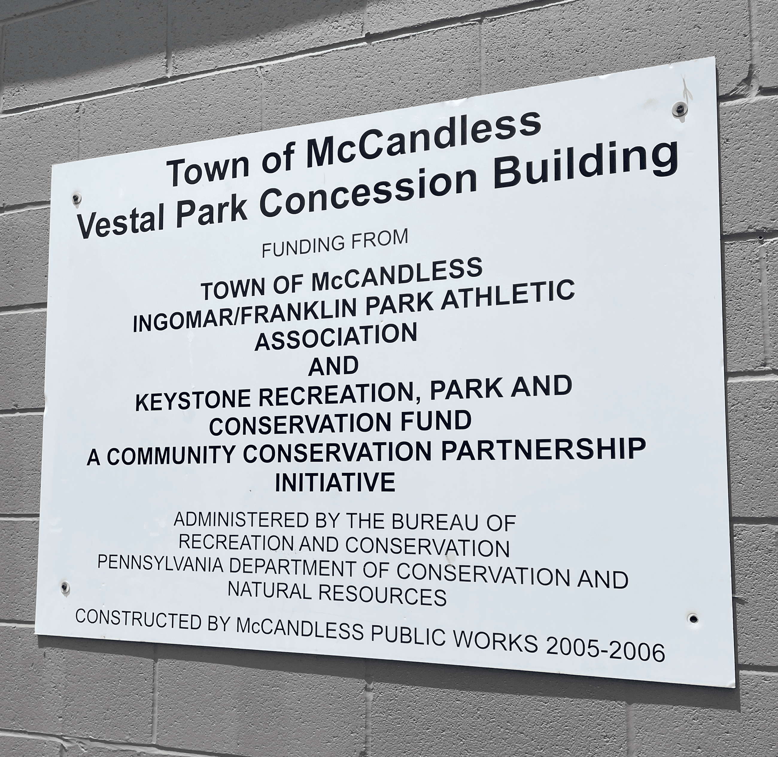 Vestal Park Concession Building Signage